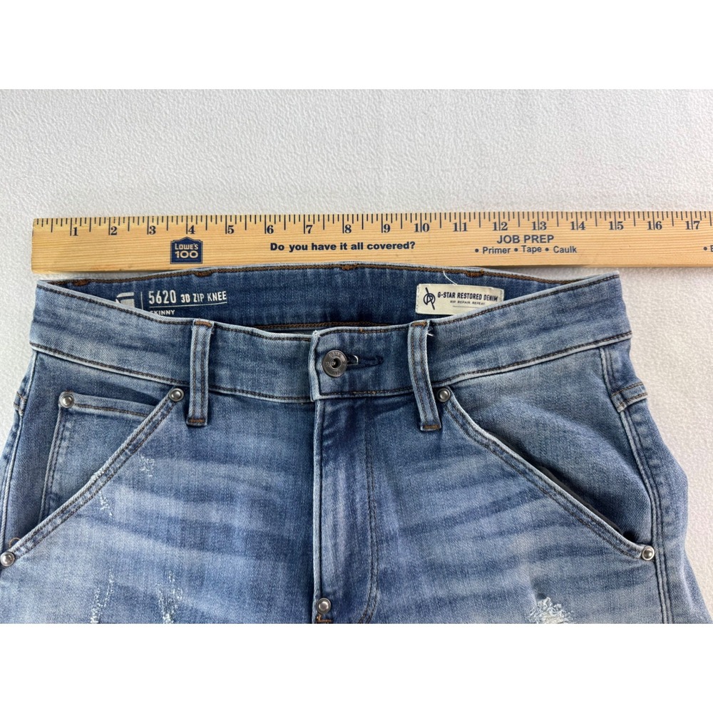 G-Star Raw Men's 5620 3D Zip Knee Skinny Jeans Faded Blue Distressed Denim 30x30 - Picture 13 of 16
